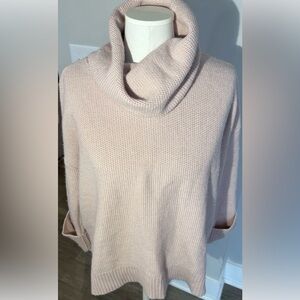 Liz Claiborne Cowlneck  Cropped Sweater  Hi Lo Hem Blush Pink Medium